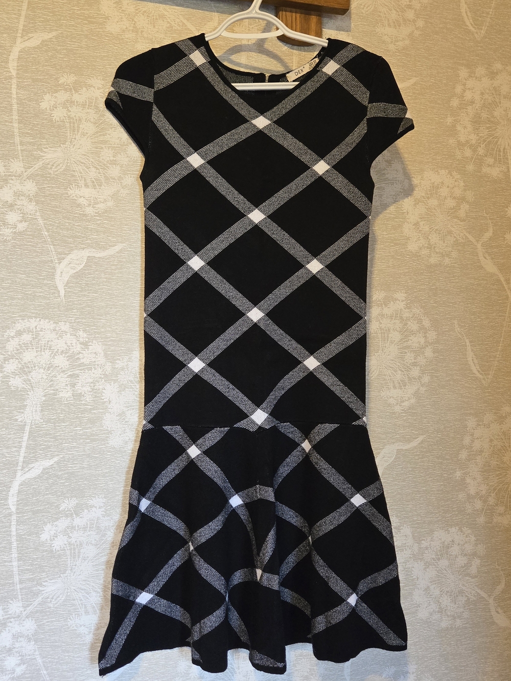 Dex Black Dress with Gray Diamond-Check